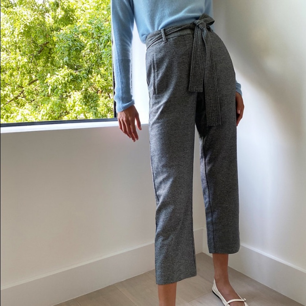 Aritzia Wilfred Jallade Gray Tie Front Cropped Tapered Leg Wool Pants